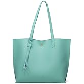 Dreubea Women's Soft Faux Leather Tote Shoulder Bag from, Big Capacity Tassel Handbag