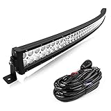 LED Light Bar LEDKINGDOMUS 52 inches Curved Led Bar Flood Spot Combo Light Bar LED Fog Light Compatible for Pickup, Jeep, ATV, SUV, UTE, Truck with Wiring Harness and Mounts, 300W, IP68 Waterproof