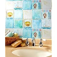 Simply Works Imports Peel and Stick Tile Backsplash | Kitchen or Bathroom Decorative Wall Covering| Removable Easy to Install | 2 Pack Coastal Design