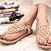 Fullkang Lady Elegant Bohemia Sweet Flower Beaded Sandals Clip Toe Summer Beach Sandals (US 5.5, Khaki)