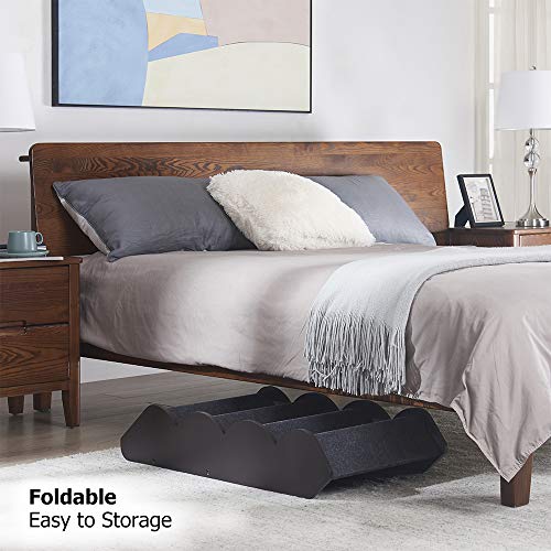 unipaws Foldable Wooden Pet Stairs with Adjustable Height, 4 Nonslip