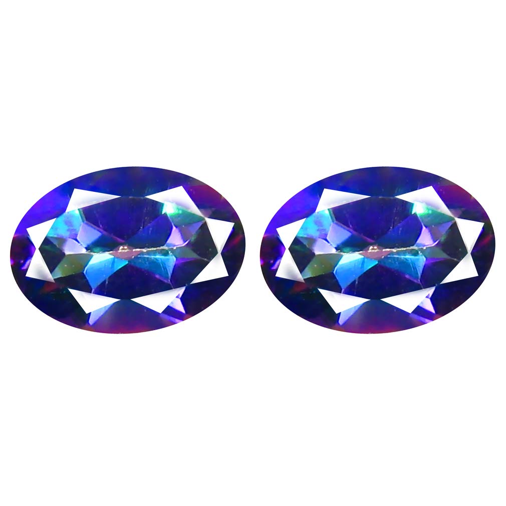 Deluxe Gems 1.69 ct (2 Pieces) Matching Pair Oval Cut (7 x 5 mm) Fantasy Mystic Sea Baby Topaz Natural Loose Gemstone