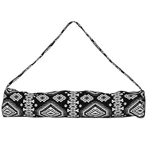 Indian Stylish Yoga Mat Cotton Bag,size 27″ L x 9″ D, Extra Large,Light Weight Exercise Bag wd Diamond cut design- Black & White