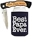 ThisWear for Dad Knife Gift for Grandpa Gift for Papa Best Ever Best Buckin' Laser Engraved Folding Pocket Knife with Funny Beer Coolie Gift Set Best Papa Ever