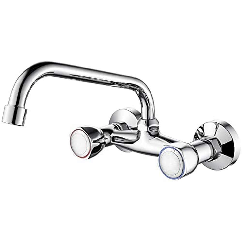 Ibergrif-M16354-Ballet-Grifo-de-Cocina-de-Pared-Mezclador-Fregadero-Mural-con-Dos-Palancas-Cromo-Plata