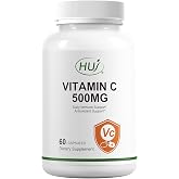 HUJ Vitamin C 500mg, Immune and Antioxidant Support, 60 Capsules