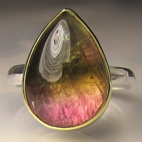 Watermelon Tourmaline Cocktail Ring in 18k Gold and Sterling Silver