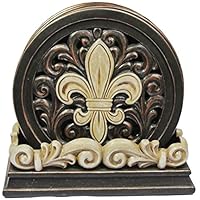 VoojoStore Fleur De Lis Carved Scroll Coaster Set - Perfect Gift For Men Women Couples Grandpa Father Mother Engagement Wedding Anniversary Christmas Birthday Him Her Sister Wife Husband