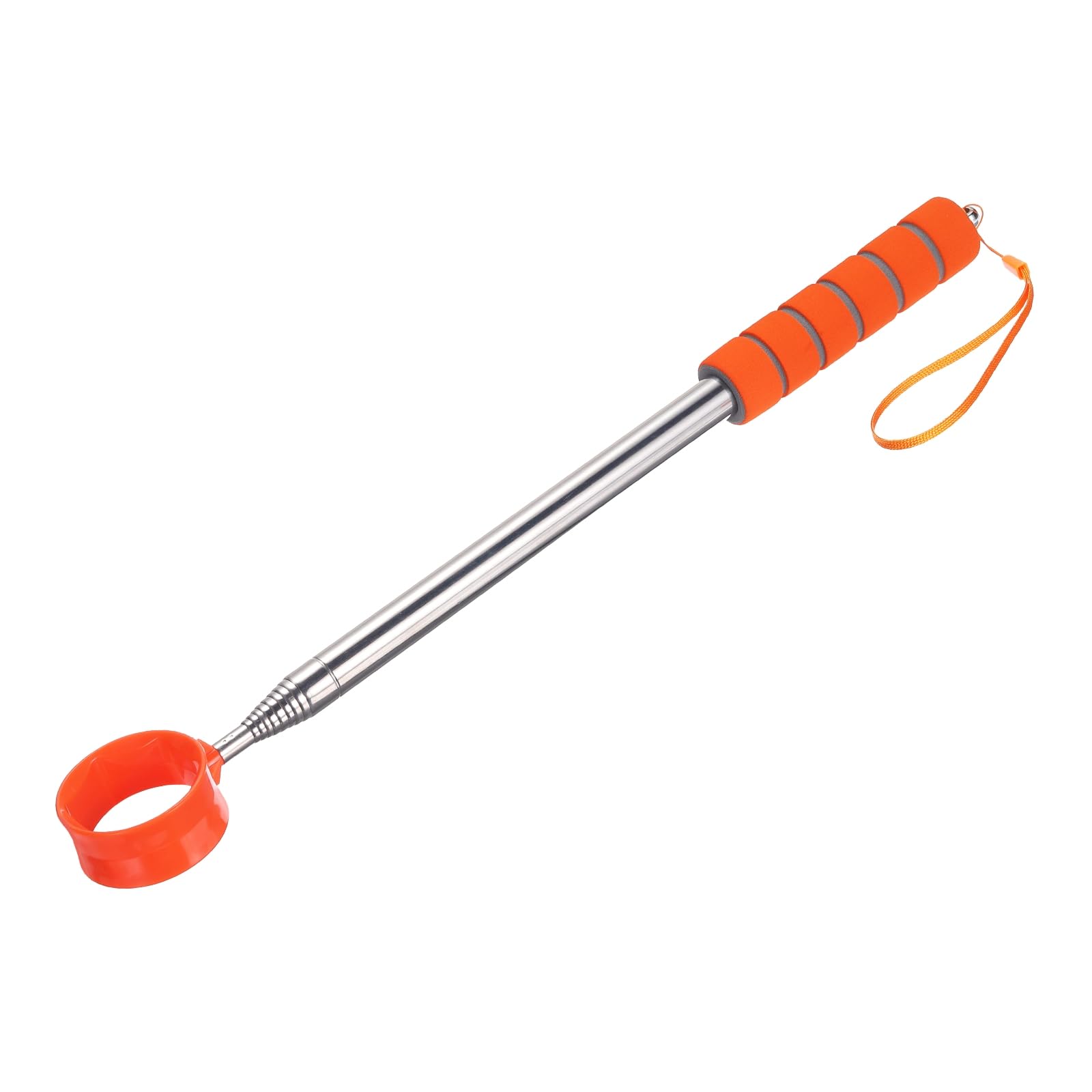 PATIKIL Golf Ball Retriever Telescopic, 9 Ft Stainless Steel Head Ball Grabber with Lanyard for Water Golf Ball Picker Tool Golf Accessories, Orange