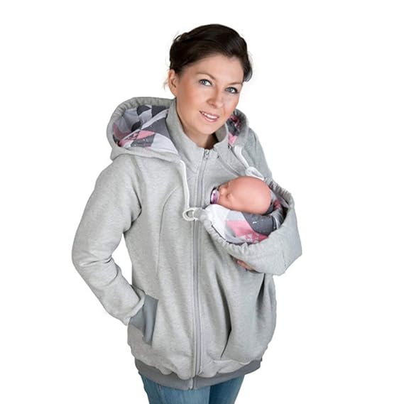 Womens Mutterschaft Hoodie Polar Fleece-Sweatshirt, Baby Carrier Mäntel 3 In1 Soft Kangaroo Zipper Up Jacke Für Mama Und Baby