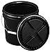 2 Gallon Black Bucket with Black Gamma Seal Screw-on threaded lid