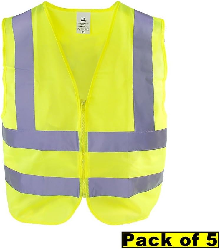 TR Industrial OSHA Class 2 Neon Yellow Zipper Knitted Safety Vest, Size XXX-Large, Pack of 5
