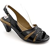 Comfortiva® Neima - Soft Spots Sandals for Women – Smooth Lining – Slingback Strap – Hand-Painted Sleek Heels Black Patent 9.5 M (B)