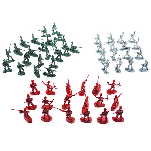 Jyongmer 300 Pcs Plastic Army Toy Soldiers Various Pose Toy Soldiers Action Figures, 3 Colours of Army Men for Family, Kid Gifts, Party Decorations, Party Favors