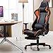 Giantex Gaming Chair Racing Chair High Back Reclining Lumbar Support, Headrest and Footrest Office Swivel Computer Task Desk Gaming Chair (Orange)