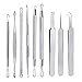 Blackhead Remover tool, Aooeou Professional Stainless Steel Curved Pimple Tweezers Comedone Extractor Instrument Tool Set for Pimples, Blackheads, Blemish