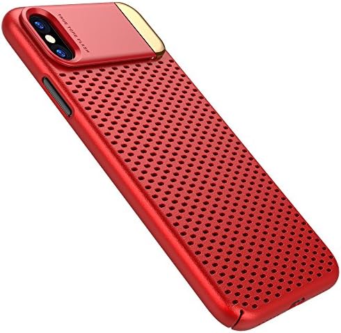 iPhone Xs Case, iPhone X Heat Dissipating Case with Kickstand, HXAYR Slim Fit [Heat Dissipation] Anti-Fingerprint No-Fade Skin Hard Cooling PC Phone Case Cover for iPhone X/iPhone Xs 5.8 inch, Red