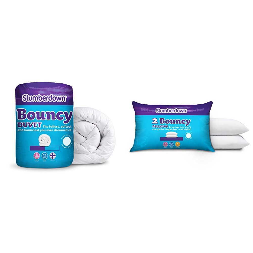 Slumberdown Bouncy 13.5 Tog Duvet with 2 Pillows White Amazon.co.uk