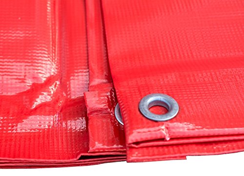 20-Foot by 30-Foot Multi-Purpose 100% Waterproof Red Heavy Duty PVC Vinyl Tarp Cover 12 Mil Thickness for Inflatables, Tents, and Weather Protection
