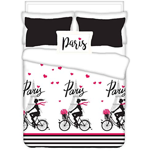 Full 4 Pc Bedding Girls Comforter Bed Set Paris Eiffel Tower