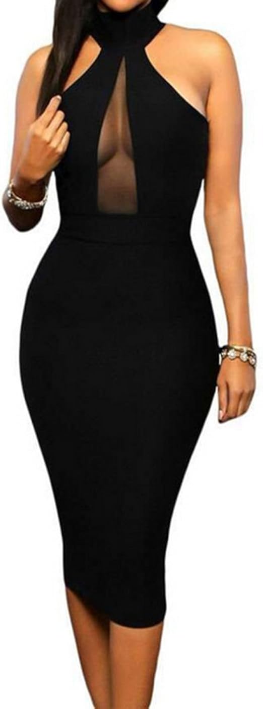 Amazon 超 セクシー ノースリーブ パッケージヒップ ペンシルワンピース スリム ボディコン ナイト ドレス パーティードレス 通販