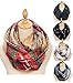 Women Tartan Plaid Infinity Wrap Scarf Winter Chunky Crochet Knit Loop Scarf (khaki)