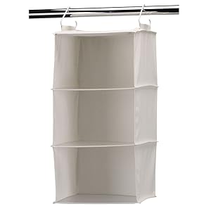Household Essentials 311342 Hanging Closet Organizer | 3 Pocket Shelves | Natural Canvas