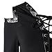 CHARMMA Women's Casual Lace Up Cold Shoulder High Low Hem Hooded Tunic Dress (M, Black)