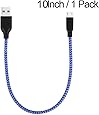 EVISTR Micro USB Cable, 1 Pack 10Inch Micro USB Charing Cable for Power Bank Easy Carry Cord Data Transfer Cable for Android Phones,Tablet, Camera And Any Device with Micro USB Jack