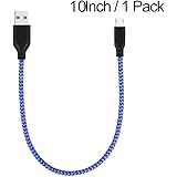 EVISTR Micro USB Cable, 1 Pack 10Inch Micro USB Charing Cable for Power Bank Easy Carry Cord Data Transfer Cable for Android Phones,Tablet, Camera And Any Device with Micro USB Jack