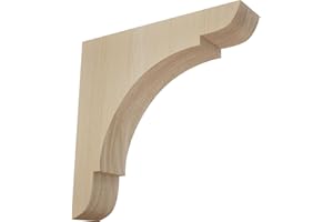 Ekena Millwork BKTW01X08X08OLRW Medium Olympic Wood Wood Brackets, 1 3/4"W x 8"D x 8"H , Rubberwood