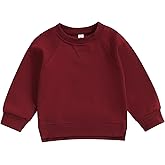 Lukivech Toddler Baby Boy Girl Clothes Solid Color Crewneck Sweatshirt Long Sleeve Pullover T Shirt Tops Fall Winter Outfit