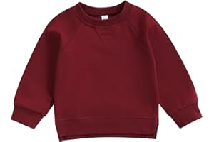 Lukivech Toddler Baby Boy Girl Clothes Solid Color Crewneck Sweatshirt Long Sleeve Pullover T Shirt Tops Fall Winter Outfit