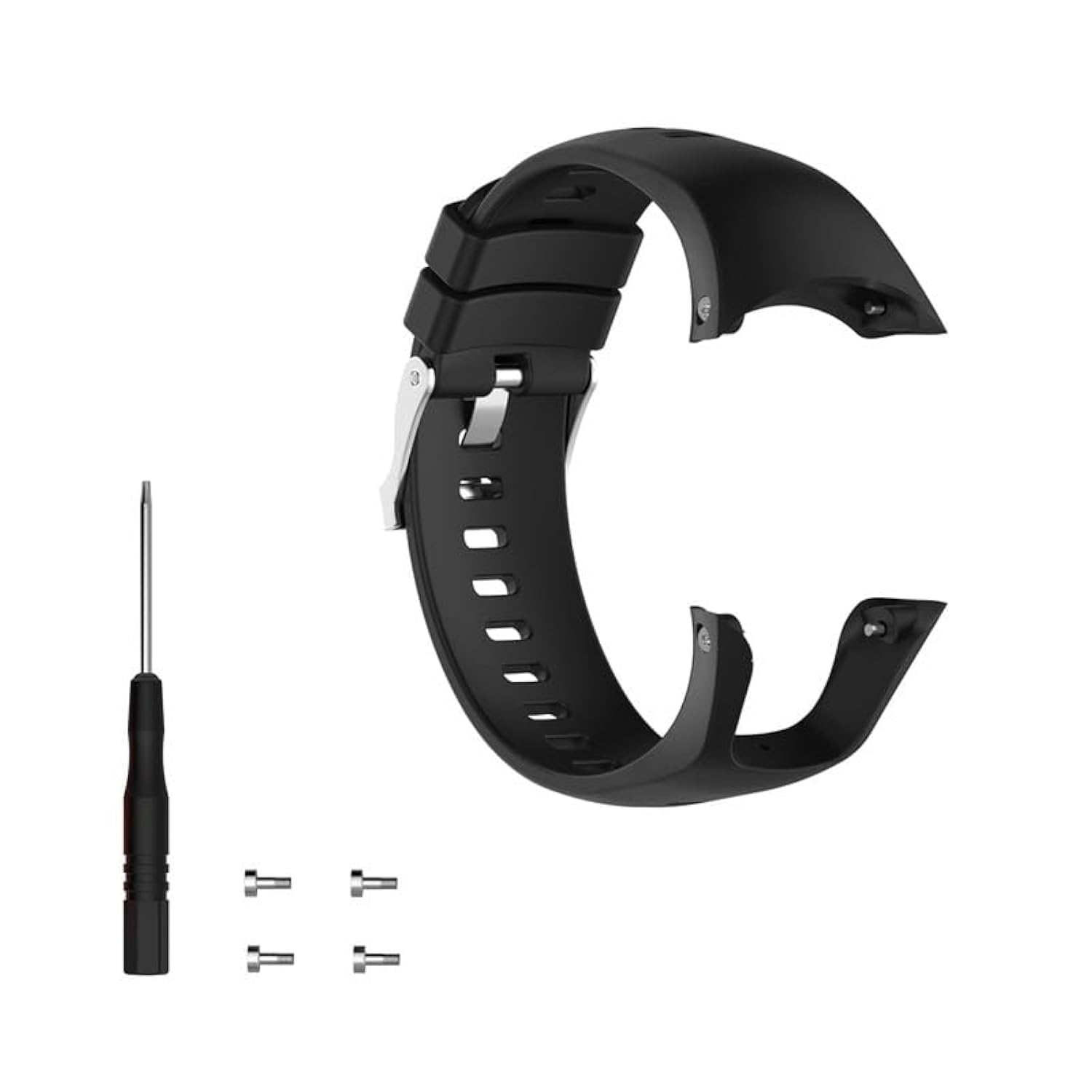 INF Silicone Watch Strap for Suunto Spartan Trainer Wrist HR - 90+123mm, Adjustable Breathable Sports Replacement Band, Water/Sweat Resistant, with 1 Screwdriver+4 Screws, Soft Comfortable for Men Wom