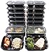 Misc Home [20 Pack] 32 Oz Two Compartment Meal Prep Containers BPA-Free [Black]