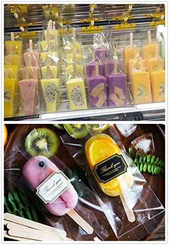 200 PCS MeiMeiDa Plastic Popsicle Bags Disposable - Thickened Frozen Sucker Ice Pop Bags DIY Ice-Lolly Wrapping Clear Ice Cream Sealing Bags, Hot Sealing Candy Bags, 3.15" x 7.48", Middle-Sized - Thumbnail 4
