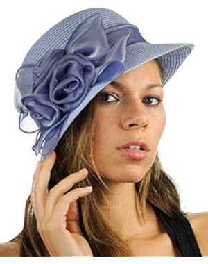 Satin Ribbon Triple Rose Band Side Flip Brim Cloche Bucket Hat
