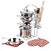 ToyerBee Pretend Play Toys, 17PCS Kitchen Play Accessories Set -Play Food & Stainless Steel Toys with Pots, Pans, Wooden Spoons, Pot Holders & Storage- Pretend Toys for Kids, Toddlers, Girls & Boys