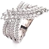 Efficewery Chunky Rings for Women, Unique Design Simulated Diamond Twist Joint Finger Rings Band Adjustable Trendy Fashion Jewelry Thumb CZ Statement Rings for Women