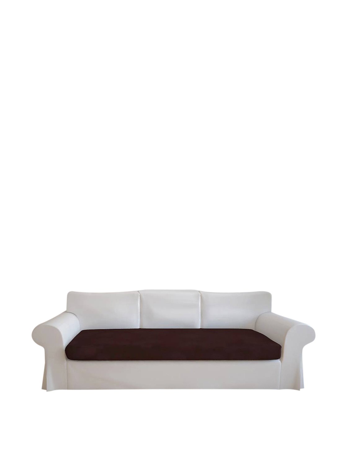 Più Bello Couple of Sofa seat Cover extensible from 50cm to 70cm, White, Polyester, Brown, 50/70 x 50/70