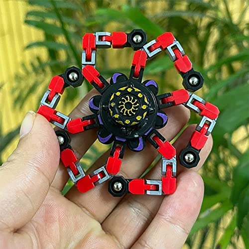 Fidget Spinner DIY Deformable Decompression Toy Stress Relief Spinning Top High-Speed Rotating Mechanical Chain Robot Spin Gyro Creative Transformable Rotation Fingertip Spinner Gift (Yellow and RED)