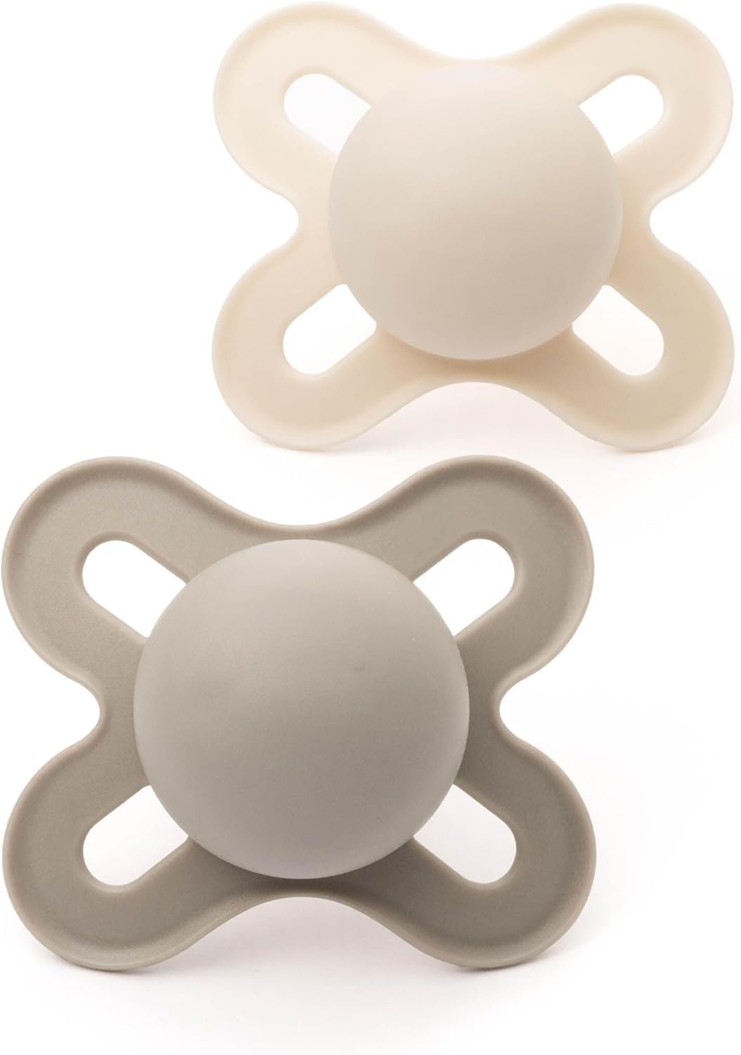 MAM Original Start Soothers | 0-2 Months | 2 Pack | Newborn Dummies | Comes in Dummy Steriliser Case | Sustainable Materials | Baby Accessories for Newborn | Cream/Grey (Various Designs)