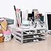 HOMFA Clear Acrylic Cosmetic Organizer Makeup Holder Display Jewelry Storage Case 4 Drawer for Lipstick Liner Brush Holder
