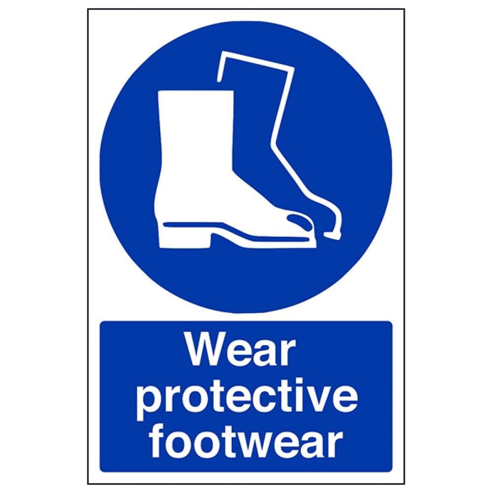 Mandatory Ppe - Wear Protective Footwear - 200 X 300mm Restickable Safety Sign