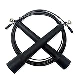 Speed Cable Jump Rope by WOD Wear, Ultra Fast Fully Adjustable with Extra Hardware - Double Unders, Cross-Training, Boxing, Travel Workouts, MMA, Exercise and Fitness (Black)
