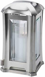 Paul Jansen Grablaterne eckig aus Edelstahlblech mit Facettenscheiben Höhe 24 cm