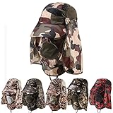 Flammi UV 50+ Protection Outdoor Multifunctional Flap Hat Neck Protection Cap with Removable Sun Shield and Mask Perfect for Fishing Hiking Garden Work Activities