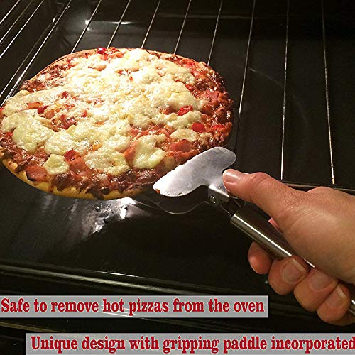 EldHus 4 in 1 Pizza Cutter Wheel, Stainless Steel Pizza Shovel Slicer Sharp Blade Dishwasher Safe Easy to Clean - Thumbnail 3