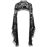 Women Punk Mesh Lace Bolero Shrug Top Bell Sleeve Gothic Sheer Grunge Y2K Black