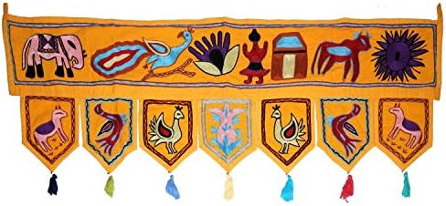 Indian Design Embroidered Window Valence Door Hanging Bandhanwar Toran Wall Decor Door Valances Home Decorative Size 39 x 14" inch